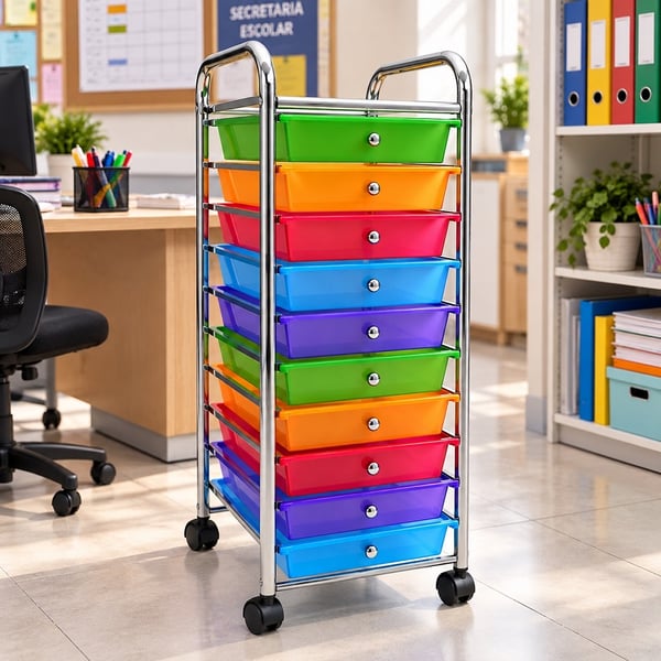 carrinho colorido para secretaria escolar